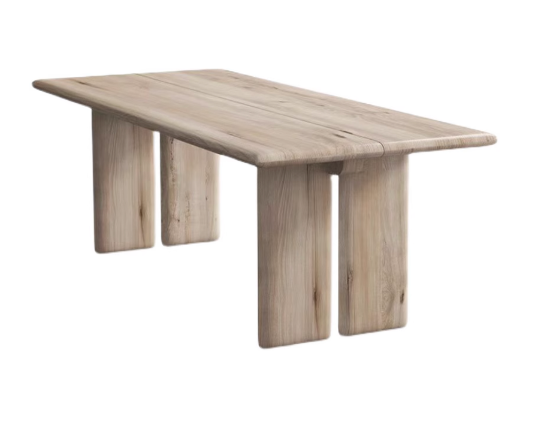Nordic Wood Dining Table with Double Pedestal Base