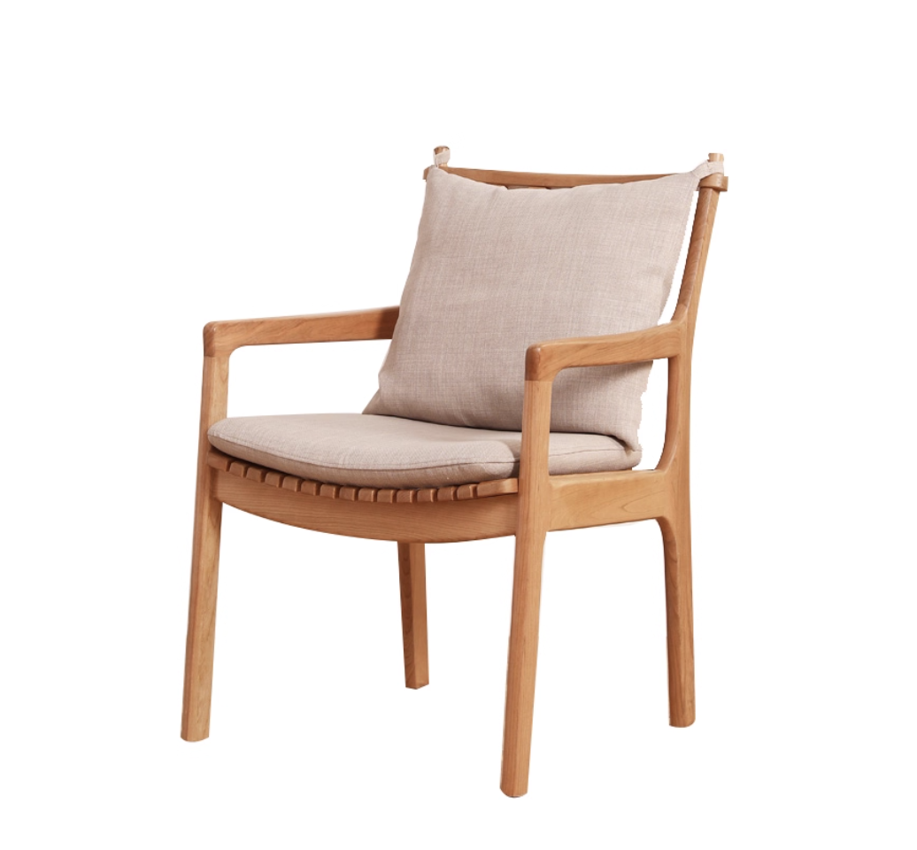 Contemporary Japandi Chair with Cushion