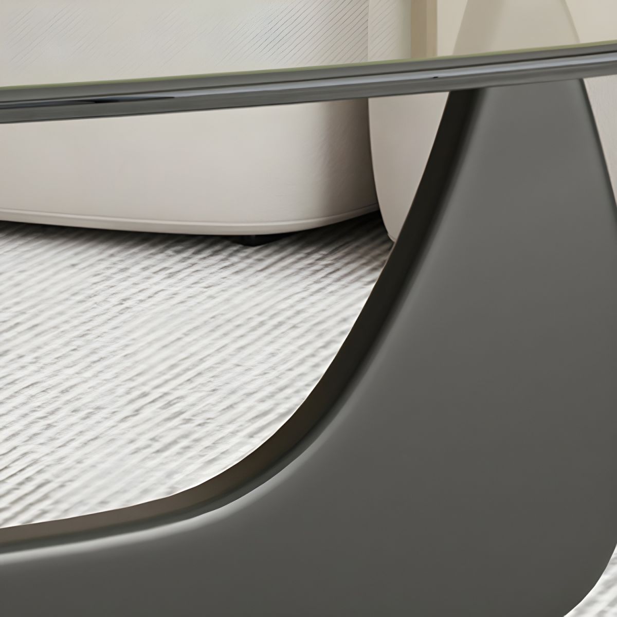 Abstract Glass Coffee Table with Wood Base