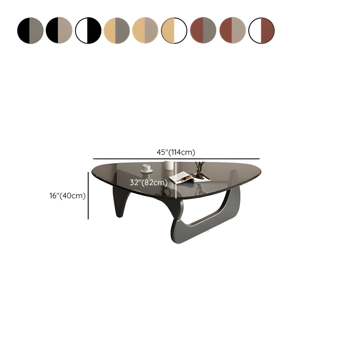 Abstract Glass Coffee Table with Wood Base