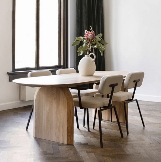 Natural Wood Oval Dining Table