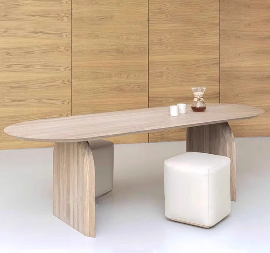 Natural Wood Oval Dining Table
