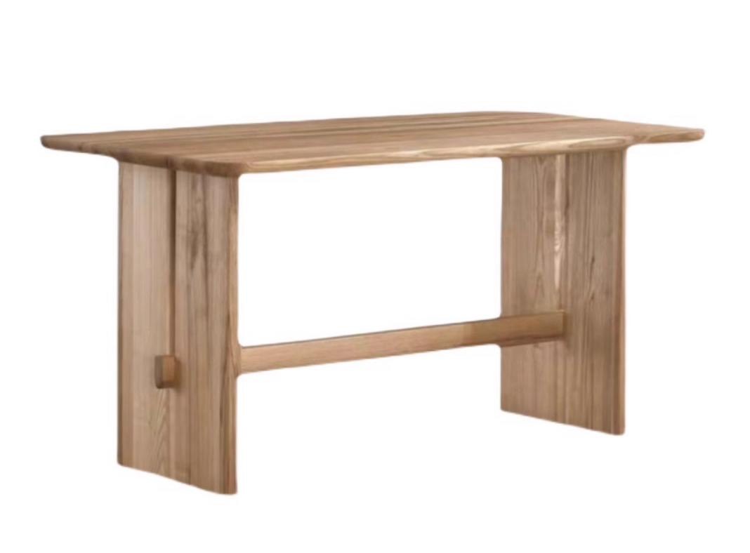 Simple Natural Wood Look Dining Table with Trestle Base