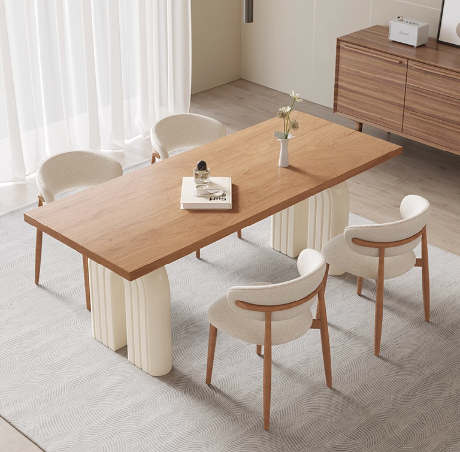 Modern Wood Dining Set with Arched Legs
