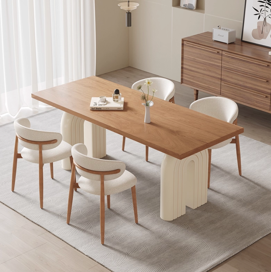 Modern Wood Dining Set with Arched Legs