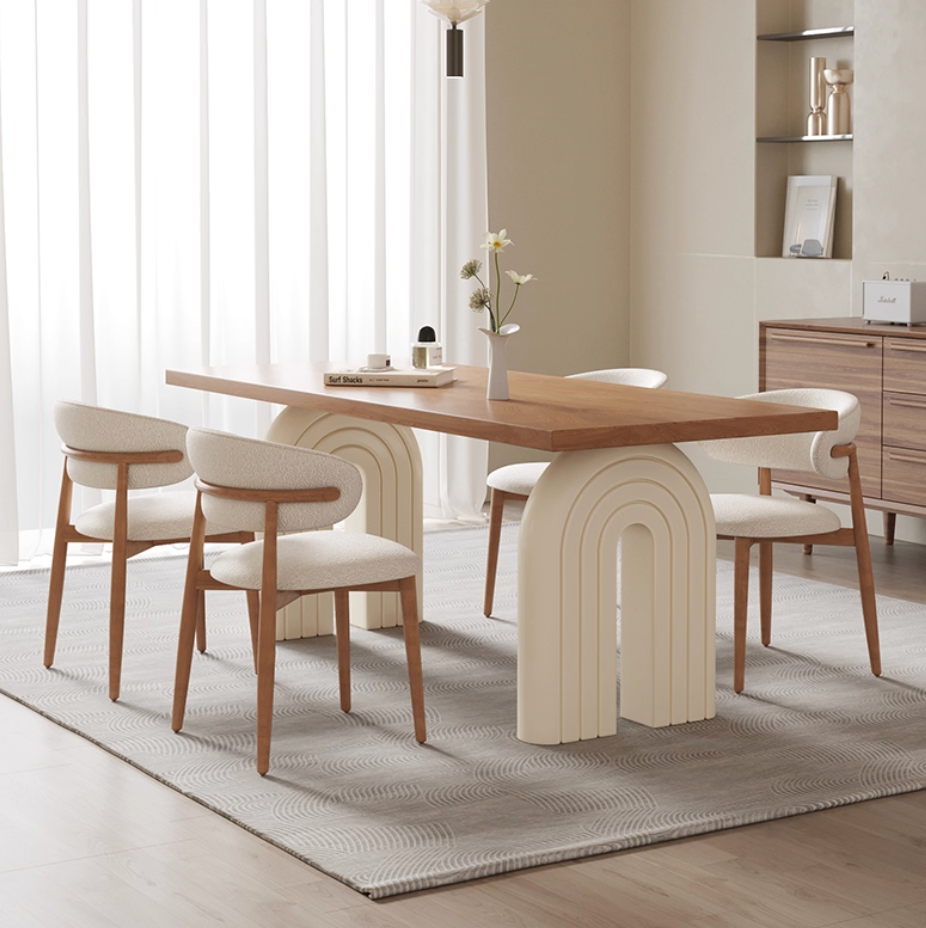 Modern Wood Dining Set with Arched Legs