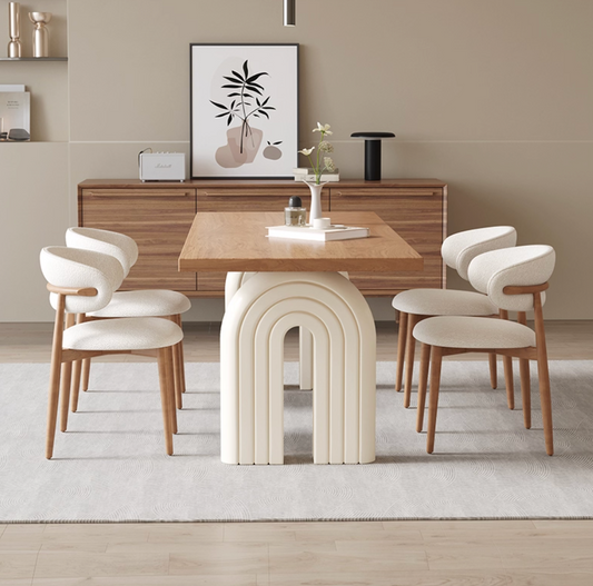 Modern Wood Dining Set with Arched Legs