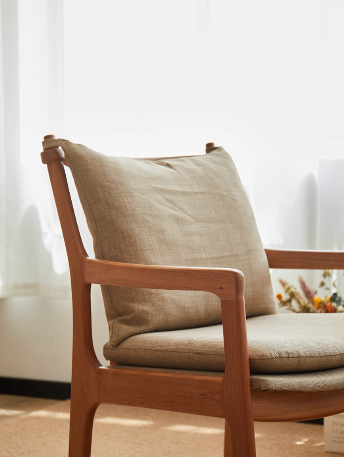 Contemporary Japandi Chair with Cushion