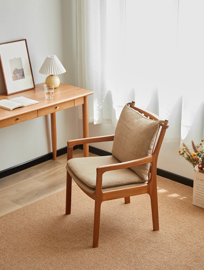 Contemporary Japandi Chair with Cushion