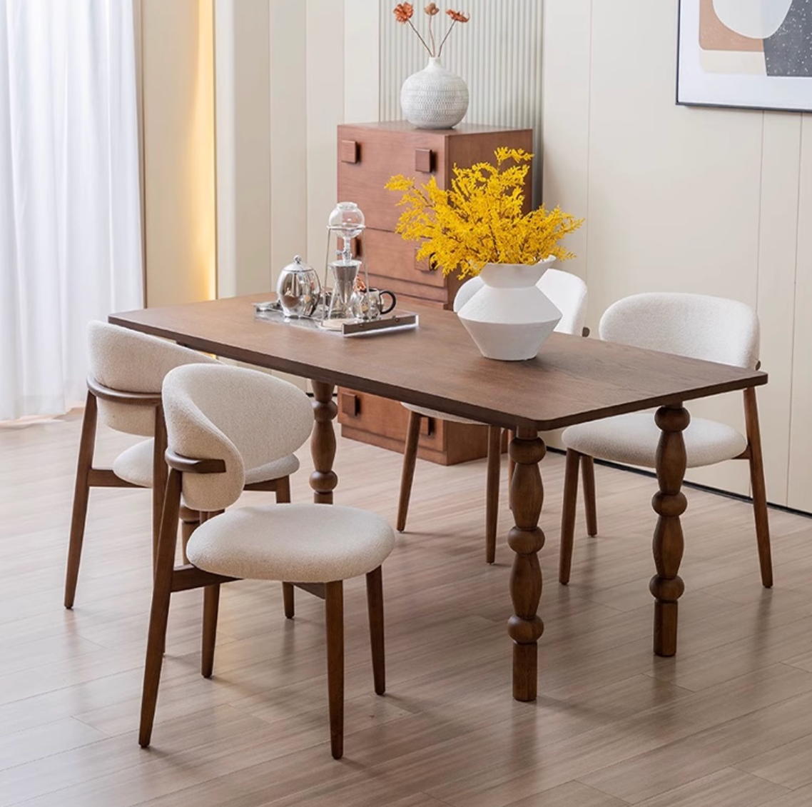 Modern Dining Chair with Backrest and Cushioned Seat