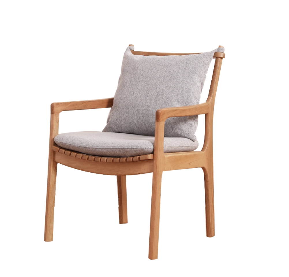 Contemporary Japandi Chair with Cushion